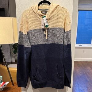 Goodfellow & Co Men's Cream and Navy Hoodie Sweater